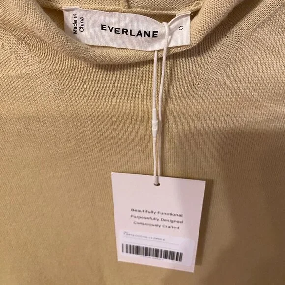 NWT Everlane Butter Yellow Funnel Neck Sweater in Cotton Cashmere Small - Picture 3 of 6